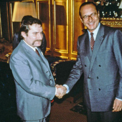 Lech Wałęsa z prezydentami Francji