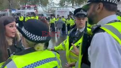 Protesters clash with the police at the “Save Our Bullies” protest in London.