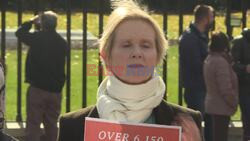 Actress Cynthia Nixon among group on hunger strike for a permanent ceasefire in Gaza - AFP