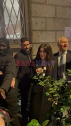 Hollywood star Anne Hathaway seen outside the Versace after party with fans during Milan Fashion Week