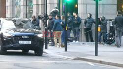 *EXCLUSIVE* WEB MUST CALL FOR PRICING - Hollywood stars Mark Wahlberg, Michelle Monaghan and Kit Harington were seen on the set of Family Plan 2 the sequel to the hit family-comedy film in London