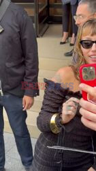 *EXCLUSIVE* American singer-songwriter/actress Miley Cyrus signs autographs for fans outside her hotel in Paris