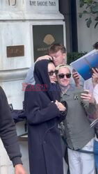 American singer Miley Cyrus chats with fans while out in Paris, France