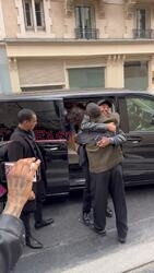 American singer Miley Cyrus chats with fans while out in Paris, France