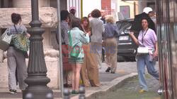 *PREMIUM-EXCLUSIVE* *MUST CALL FOR PRICING BEFORE USAGE* Lily Collins, back as the ambitious marketing executive Emily Cooper is seen filming for series five of the popular romantic comedy drama 'Emily In Paris'. *VIDEO TAKEN ON THE 07/05/2025*