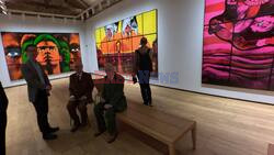 Gilbert & George at their exhibition 'Death Hope Life Fear'