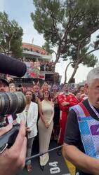 *EXCLUSIVE* Kim Kardashian watching Formula One driver beau Lewis Hamilton celebrate after securing an impressive second-place finish on the podium following the Monaco Grand Prix
