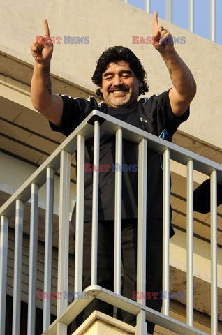 Diego Armando Maradona greets fans in Naples 