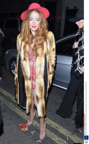 Lindsay Lohan w futrze