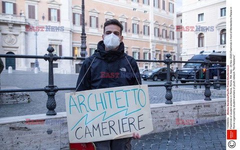Protest pracujących studentów w Rzymie