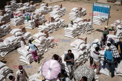 Dystrybucja żywności wśród uchodźców w Tigraju