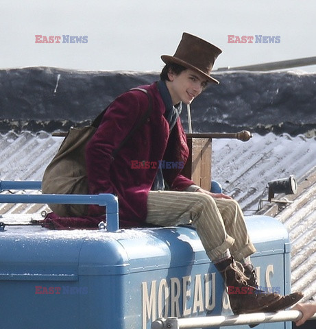 Timothee Chalamet na planie filmu Wonka in Lyme Regis