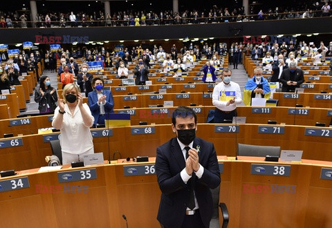 Wołodymyr Żełeński wystąpił online w Parlamencie Europejskim