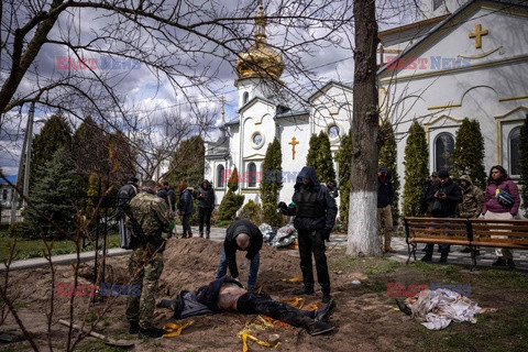 Wojna w Ukrainie - Ekshumacja ciała burmistrza Hostomla