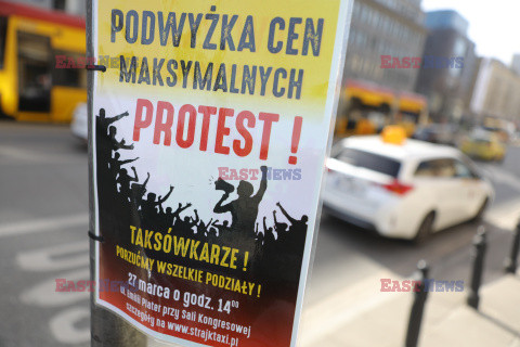 Protest taksówkarzy w Warszawie