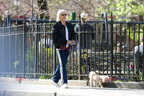 Ellen Barkin z psem na spacerze