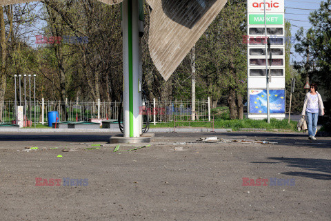 Zbombardowana stacja benzynowa w Odessie