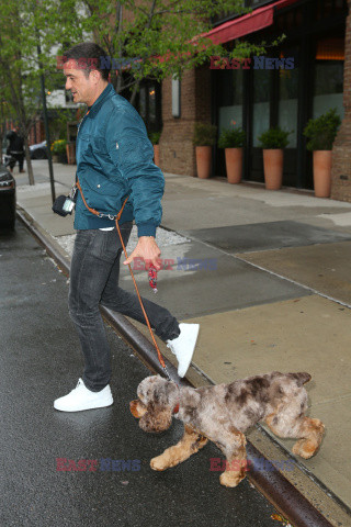 Orlando Bloom na spacerze z psem