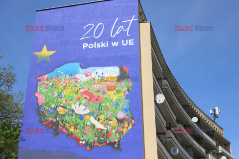 Mural na 20. rocznicę obecności Polski u UE
