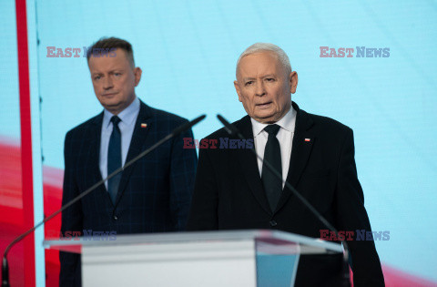 Konferencja prasowa Jaroslawa Kaczynskiego i Mariusza Blaszczaka