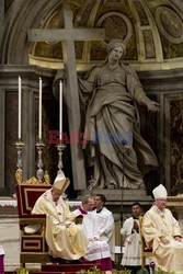 Pope Francis sits in St. Peter's Basilica at the Vatican