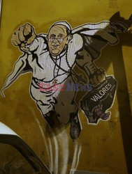 Mural, grafiti z Papieżem Franciszkiem