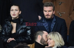 Bella Hadid i David Beckham na meczu Realu Madryt