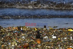 Śmieci na plaży na Sri Lance