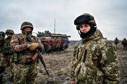 Ukraińscy żołnierze trenują w obwodzie zaporoskim