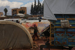 Zalany obóz dla przesiedleńców w Syrii