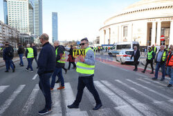 Protest taksówkarzy w Warszawie