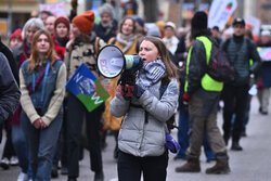 Greta Thunberg na strajku klimatycznym w Sztokholmie