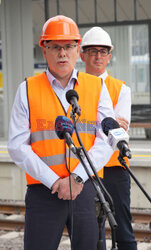 Briefing prasowy ministra infrastruktury na stacji Warszawa Zachodnia