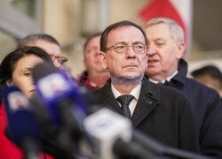 Konferencja Jarosława Kaczyńskiego przed Prokuraturą Okręgową