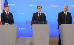 Konferencja ministrów: Domańskiego, Żurka i Siemoniaka