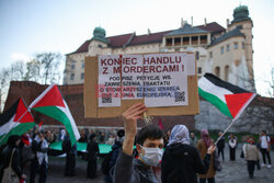 Demonstracja "Solidarnie z palestyńskimi więźniami" w Krakowie