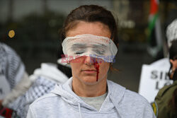 Protest z okazji Dnia Więźniów Palestyńskich w Rotterdamie