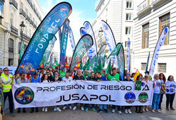 Protest policji i Straży Obywatelskiej w obronie praw pracowniczych w Madrycie