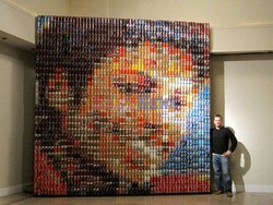 Michael Jackson's portrait made by soda cans