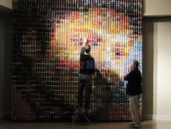 Michael Jackson's portrait made by soda cans